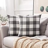 MIULEE Pack of 2 Classic Retro Checkers Plaids Cotton Linen Soft Soild Square Throw Pillow Covers Home Decor Design Cushion Case for Sofa Bedroom Car 20 x 20 Inch 50 x 50 cm