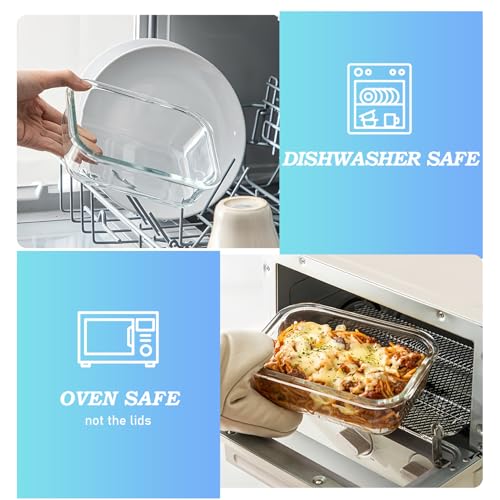 KUMD 16-Piece Borosilicate Glass Food Storage Containers, BPA-Free Airtight Locking Lids, Leak-Proof Meal Prep & Lunch Containers, 400°C Oven/Microwave/Freezer/Dishwasher Safe, Kid-Friendly