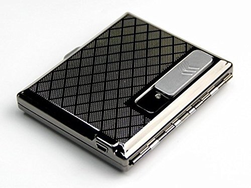 Beautiful 16 Pack Cigarette Case With Built in USB Rechargeable Lighter - FOR KING SIZE CIGARETTES- GRAY COLOR (GD-1331-4 , FREE CAR sticky pad for Phone PDA MP3 MP4)