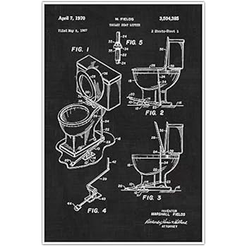 Toilet Patent Print, Blueprint Plumbing Poster