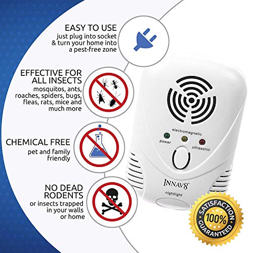 INNAV8 Ultrasonic Pest Repeller Plug-In - ALL NEW 2019 Pest Reject For Indoor with 2-Band Tech - Pest Defender Against Insects Mice Ants Roaches Mosquitoes - Pest Control Ultrasonic Repellent (2-Pack)