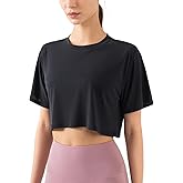 Women's Fitness Workout Crop Tops Short Sleeve Yoga T-Shirts Athletic Running Sports Shirts