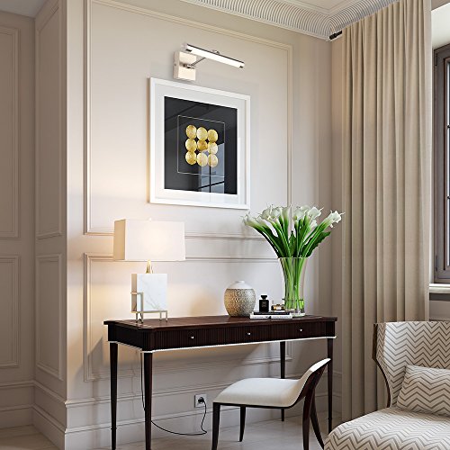 LED Picture Light, Joosenhouse Brushed Nickel Full Metal Artwork LED Lamp Lighting Fixture 24.4 inches 14W with Swing Arm Cool White