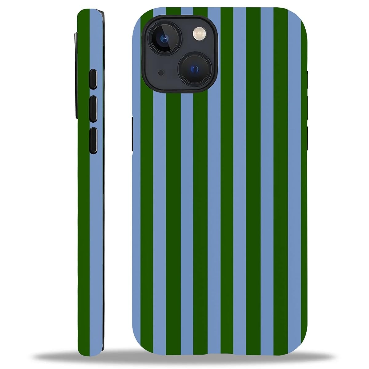 Photo 1 of WANKBLC Compatible with iPhone 15 Plus Matte Case, Green and Blue Stripes Geometric Vertical Line Pattern for Girl Full Body Design Soft Silicone Drop Shock Scratch Protection
