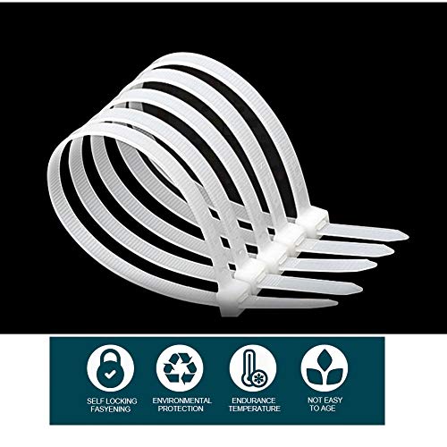 Cable Zip Ties Heavy Duty 12 inch 100 PCS White, VIWIEU Reusable Weather Resistant Nylon Wires Ties Indoor Outdoor, Self-locking Multi-Purpose Plastic Cable Management Wraps for Home Office Farm - Thumbnail 2