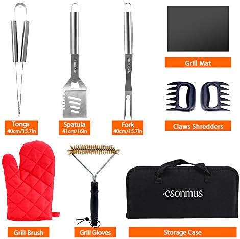 esonmus Kit Barbecue,7 Pcs Ensemble Ustensiles Barbecue en Acier Inoxydable avec Mallette,pour Grillade,Jardin Extérieur,Randonnée et Voyage,Idéal Cadeaux pour Homme Papa - Mes Grillades esonmus Kit Barbecue,7 Pcs Ensemble Ustensiles Barbecue en Acier Inoxydable avec Mallette,pour Grillade,Jardin Extérieur,Randonnée et Voyage,Idéal Cadeaux pour Homme Papa
