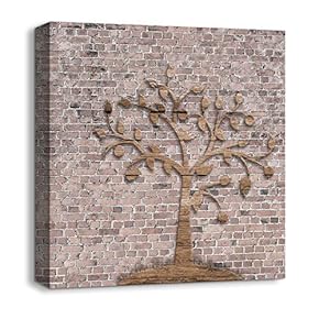 Canvas Wall Art Wood Feature Abstract Painting Artwork for Home Prints Framed - 12x12 inches