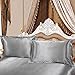 uxcell Silver Gray Satin Silk Duvet Cover Bedding Set Cushion Cover Pillow cases Set,Silk Sheet,Queen Size