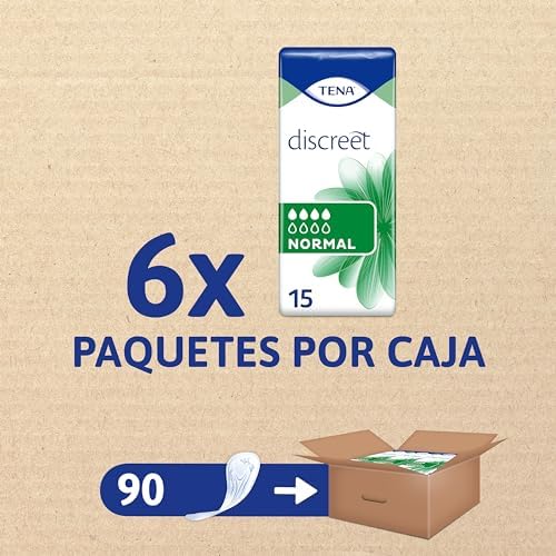 Discreet Normal x90 - Protector Diario para la Incontinencia Femenina - Absorción Normal para Debilidad Media de Vejiga y Pérdidas de Orina -Hasta 12 horas de Sequedad - Paquete Mensual (6x15)