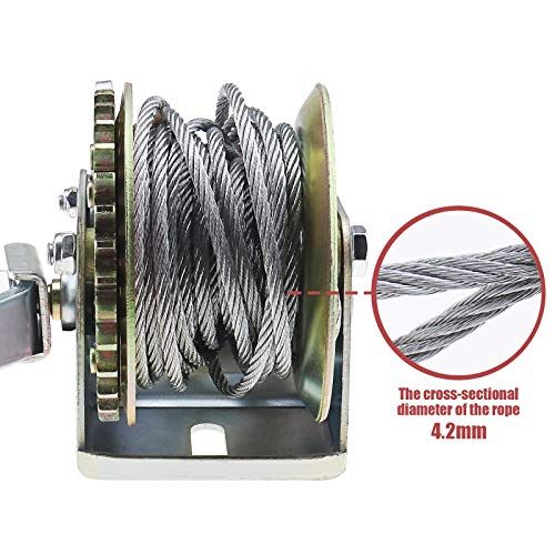 600Lbs Hand Winche with Safety Pawl and Mooring Hook, Fit for ATV Boat Trailer (8M Wirerope) - Image 3