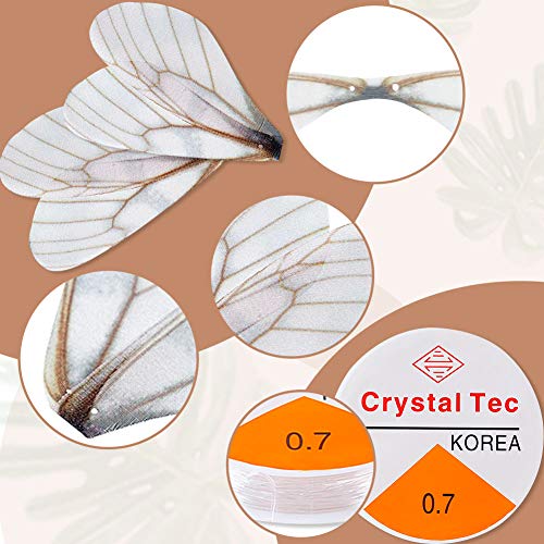 BigOtters 80PCS Dragonfly Wing Charms, White Dragonfly Wing Shape with 2 Rolls Fishing Line for DIY Art Craft Flying Keys Skeleton Keys Earrings Pendant Jewelry Making