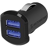 SCOSCHE USBC242M 12 Watts per port (24W/4.8A total output) USB Car Charger- The FASTEST CHARGE RATE for Apple and Android Devices-Retail Packaging-Black