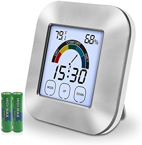 Samshow Indoor Hygrometer Thermometer -,Touchscreen Digital Humidity Monitor, Pro Accuracy Smart Humidity Temperature Gauge Meter,with Large 3.4" Backlight LCD Display,for Home,Car,Office,Greenhouse