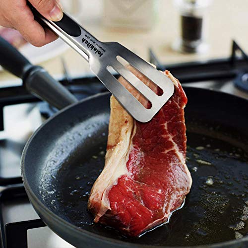 Joinkitch Premium 9-inch Stainless Steel Locking Cooking Tongs, Kitchen Clamps, Sturdy, High Resistant Heat Tongs - Great for Cooking, Serving.
