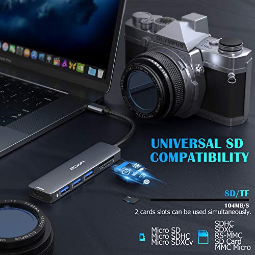 USB C to HDMI Adapter, 6 IN 1 MacBook Pro Adapter USB C Hub 4K@60Hz for MacBook Pro 2020-2016, MacBook Air 2020-2018, Ipad Pro 2020, Surface Pro 7, Dell XPS, USB C to 4K HDMI, SD/TF and 3 USB - Image 7