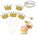 TINKSKY Gold Glitter Crown Wedding Engagement Valentine's Day Wooden Cake Topper Photo Props Favors, Pack of 20