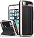 iPhone SE Wallet Case, Vena [vCommute][Drop Protection] Flip Leather Cover Card Slot Holder with KickStand for Apple iPhone SE 5 5S (Rose Gold / Black)