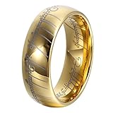 GER 8mm Gold Lord of Rings Men Women Tungsten Ring Wedding Band High Polished Promise Rings Comfort Fit