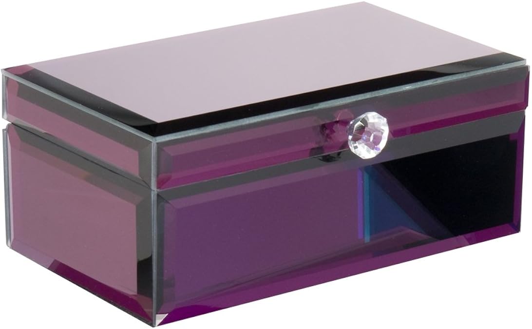 Boutique Lucy Purple Glass Jewellery Box with Crystal
