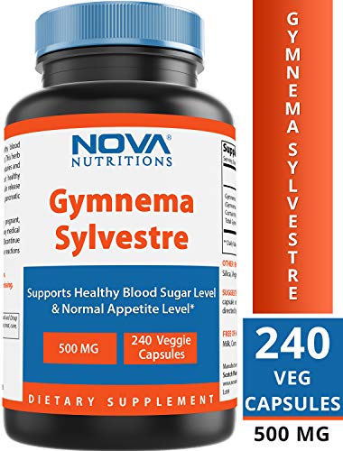 Nova Nutritions Gymnema Sylvestre 500mg Veggie Capsules for Healthy Glucose Metabolism & Craving, 240 Count