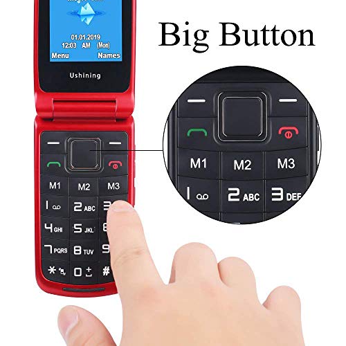 Ushining Flip Phone Unlocked SOS Button Dual SIM Card Easy to Use