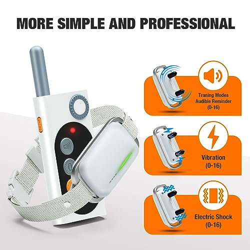 Dog Shock Collar -3 Modes Electric Dog Training Collar with Voice Control Remote for Large Medium Small Dogs, E Dog Shock Collar with 16 Levels Beep Vibrating Shock 3300FT