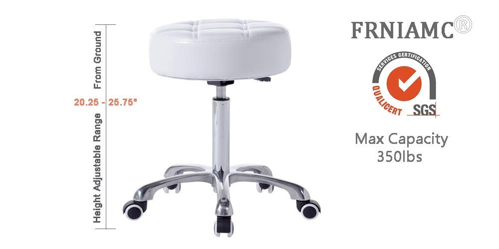FRNIAMC Rolling Salon Stool- with Wider Comfy Round Seat- Height Adjustable Swivel Heavy-duty Chair with Wheels for Medical Salon Esthetician Artist Studio and Home Office Use(Black): Beauty
