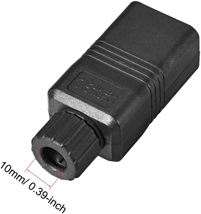 sourcing map AC 110-250V 16A Male IEC320 C20 Power Socket Adapter Receptacle Connector, Black - Image 3