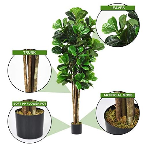 Goplus Fake Fiddle Leaf Fig Tree, 6FT Tall Artificial Tree Greenery