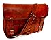 Firu-Handmade 15 inches Brown Leather Crossbody Laptop Messenger Bag Computer Satchel Vintage Handmade Bags for Men and Women