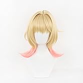 NIUOBYS Emilie Cospaly Wig with Yellow and Pink Gradient: Anime Cosplay Wig with Bangs for Women's Parties and Halloween