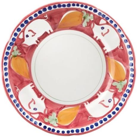 VietriCampagna Porco Dinner Plate, Red, 10-inch Terra Cotta Handcrafted Italian Serving Dish, Everyday Dining