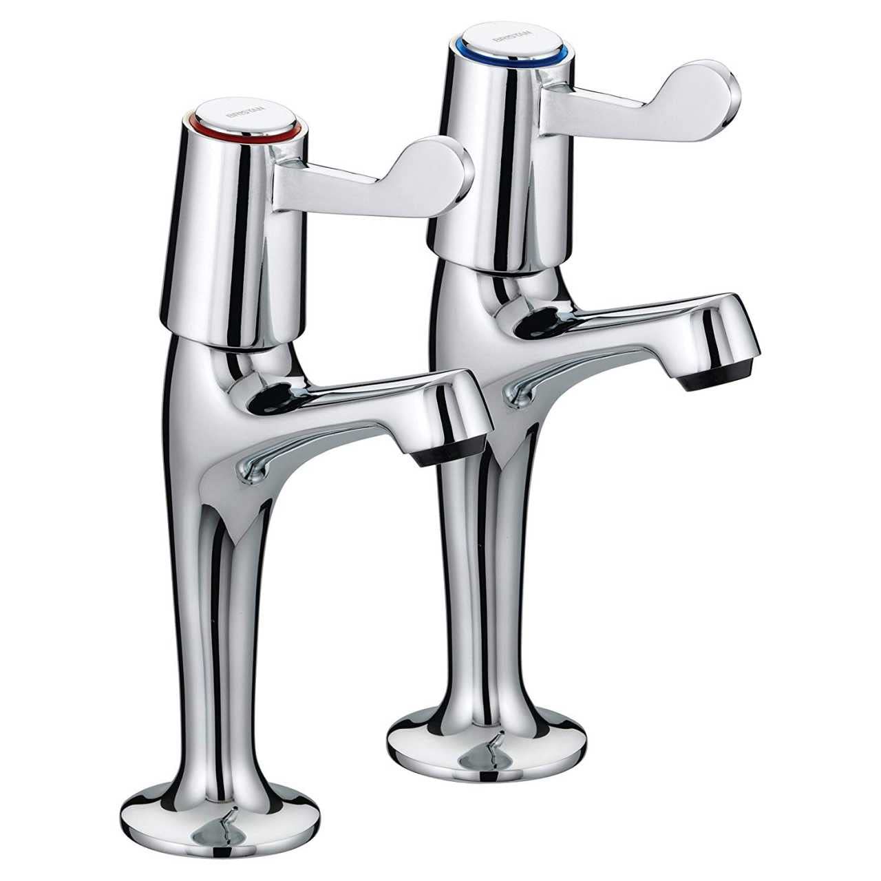 Bristan VAL HNK C CD Value Lever High Neck Pillar Kitchen Sink Taps with 3" (76mm) Levers, Chrome