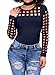 Lady Sexy Criss Cross Henley Top Long Sleeve T-Shirt Stretchy Blouse for Women M