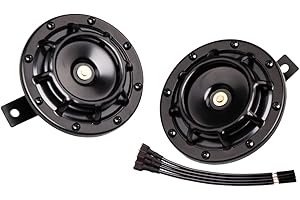 FARBIN Horns Loud Electric Car Horn Supertones 12V Horn High/Low Tone Twin Horns Kit (black)