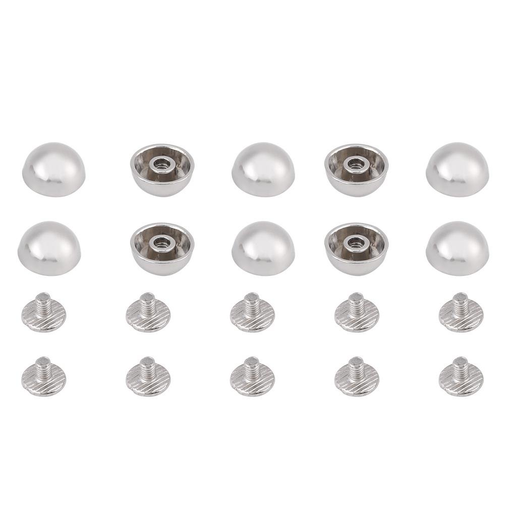 Metal Round Domed Mushroom Rivets, 12mm Silver Screw Button Studs for Purses, Belts, Wallets, Clothing, Punk Style