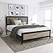 Amooly Full Metal Bed Frame with Wood Headboard Platform Bed Frame/Strong Slat Support/Easy Assembly/Box Spring Optional