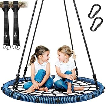 Trekassy 660 lb Spider Web Swing 40 inch for Tree Kids with Steel Frame and 2 Hanging Straps
