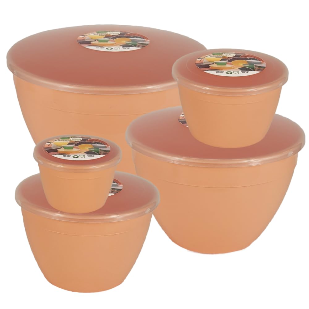 Just Pudding Basins Peach Space Saving Set of Plastic Steam Pudding Bowls and Lids 5 Popular Sizes Up to 3 Pints