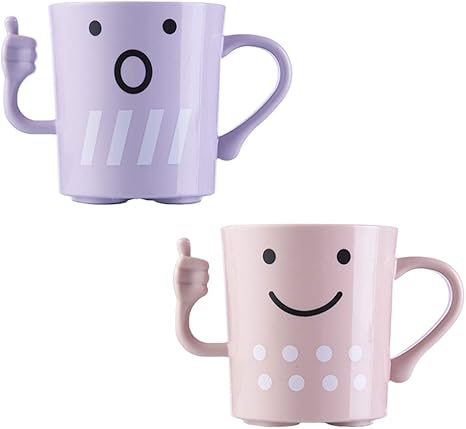 Amazon Cugbo 歯磨きコップ ペアコップ かわいいコップ 洗面所コップ 歯ブラシスタンド 抗菌 かわいい親指 お仲良し 2個セット ピンク パープル 歯ブラシスタンド ホーム キッチン オンライン通販