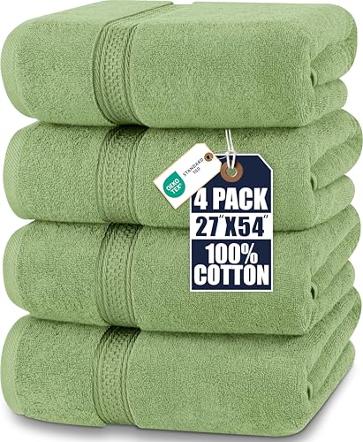 Utopia Towels - 4er-Pack Badetücher Set Premium 100% ringgesponnene Baumwolle 69 x 137 cm Handtücher, sehr saugfähig, weiches Gefühl Duschtücher (Salb