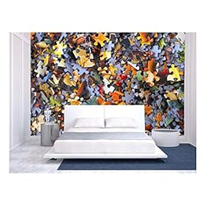 Colorful Puzzle Pieces - Removable Wall Mural | Self-Adhesive Large Wallpaper - 66x96 inches