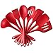 4YANG Silicone Spatula Cooking Utensil Set Heat Resistant Kitchen Gadgets (8 Pieces)-Includes:Turner, Slotted spoon , Ladle ,Spoon, Spoon Spatula, Spoonula, Spatula & Basting brush (Red)
