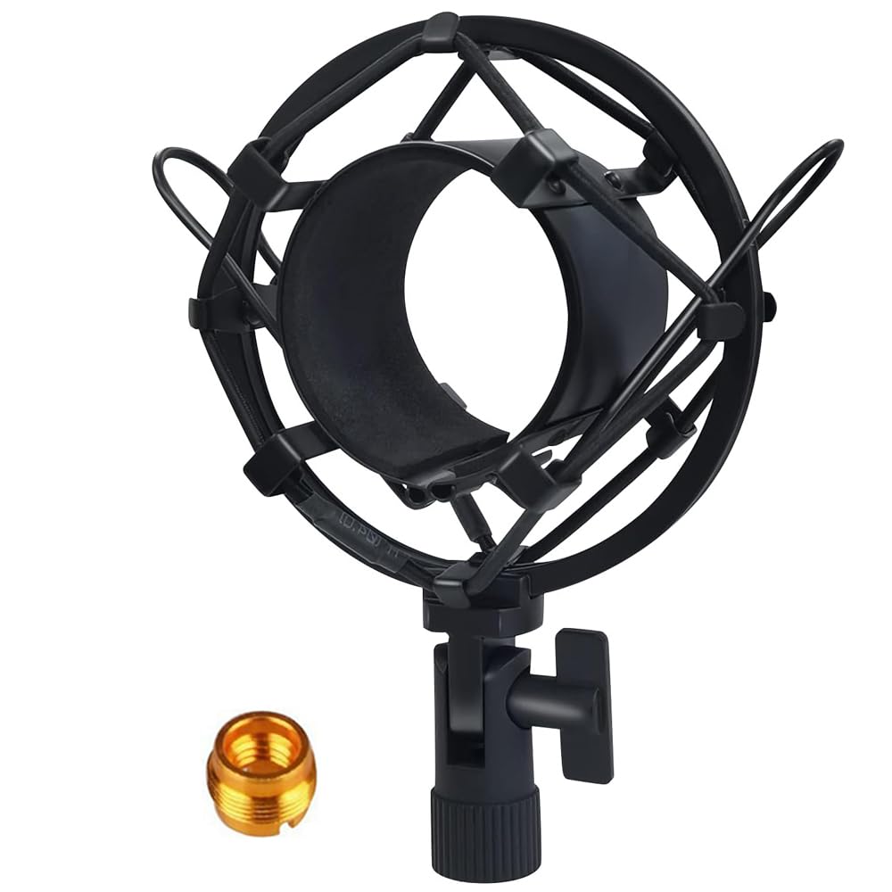 Tentucro 42-47mm Microphone Shock Mount with Metal Adapter Anti-Vibration High Isolation Metal Mic Holder Clip, Fits for Diameter of 42-47mm Microphone in Broadcasting, Recording, Etc. M