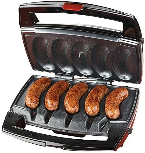 oldzon BTG-0498 Sizzling Sausage Indoor Compact Stainless Electric Grill with Ebook