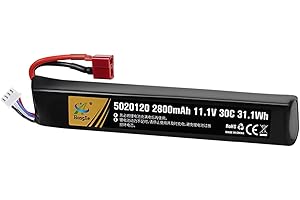 HHZ 11.1V 2800mAh Airsoft Stick T Plug LiPo Battery 3S 30C Pack for Airsoft Guns AK47,MP5K,MP5,Scar,M249,AUG,AEG
