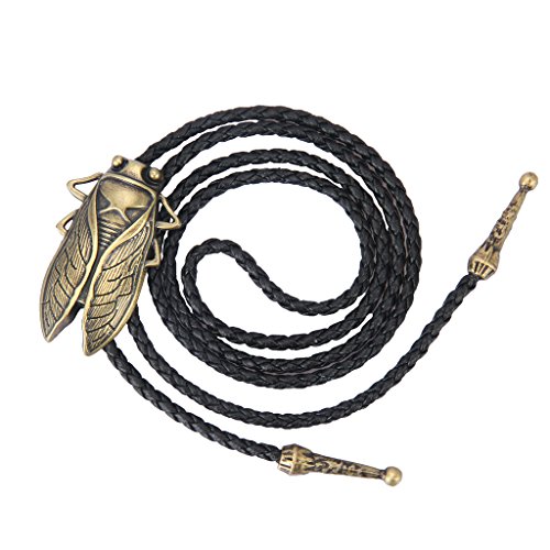 COOLLA Bolo tie- Handmade Western Cowboy Black Vintage Cicada Pendant for Women,Men (Black)