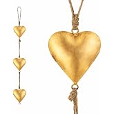Metal Heart Wall Art D&eacute;cor &ndash; Vintage 3D Hanging Love Sign, Rustic Farmhouse Wall Decoration, Antique Gold Finish, 27 Inch Romantic Home Accent