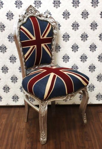 Casa PadrinoBaroque dining room chair Union Jack/Silver