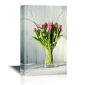 Pink Tulips in a Glass Vase